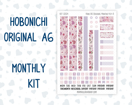 Kit 0204 A6 Hobonichi Original – Monthly - Valentine's Garden - February