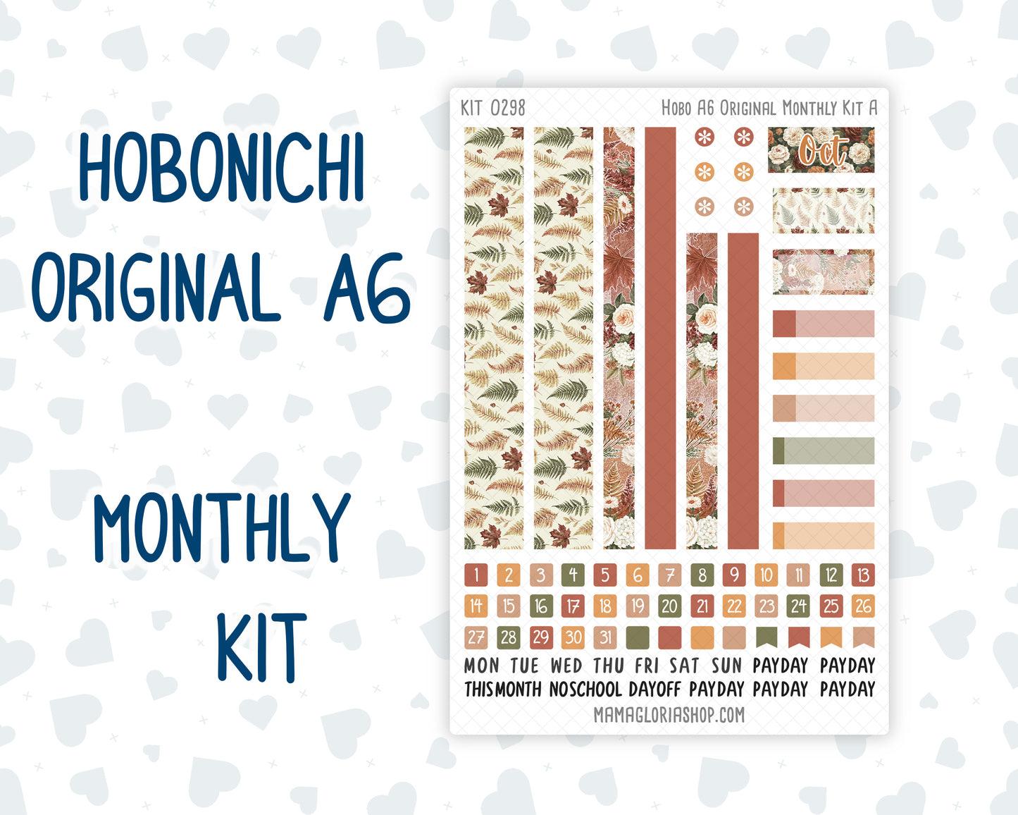 Kit 0298 - A6 Hobonichi Original - Monthly Kit - October - Velvet Bloom