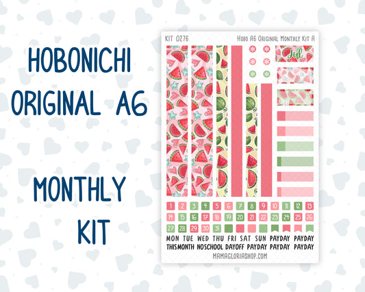Kit 0276 - A6 Hobonichi Original - Monthly Kit - July - Melon Crush