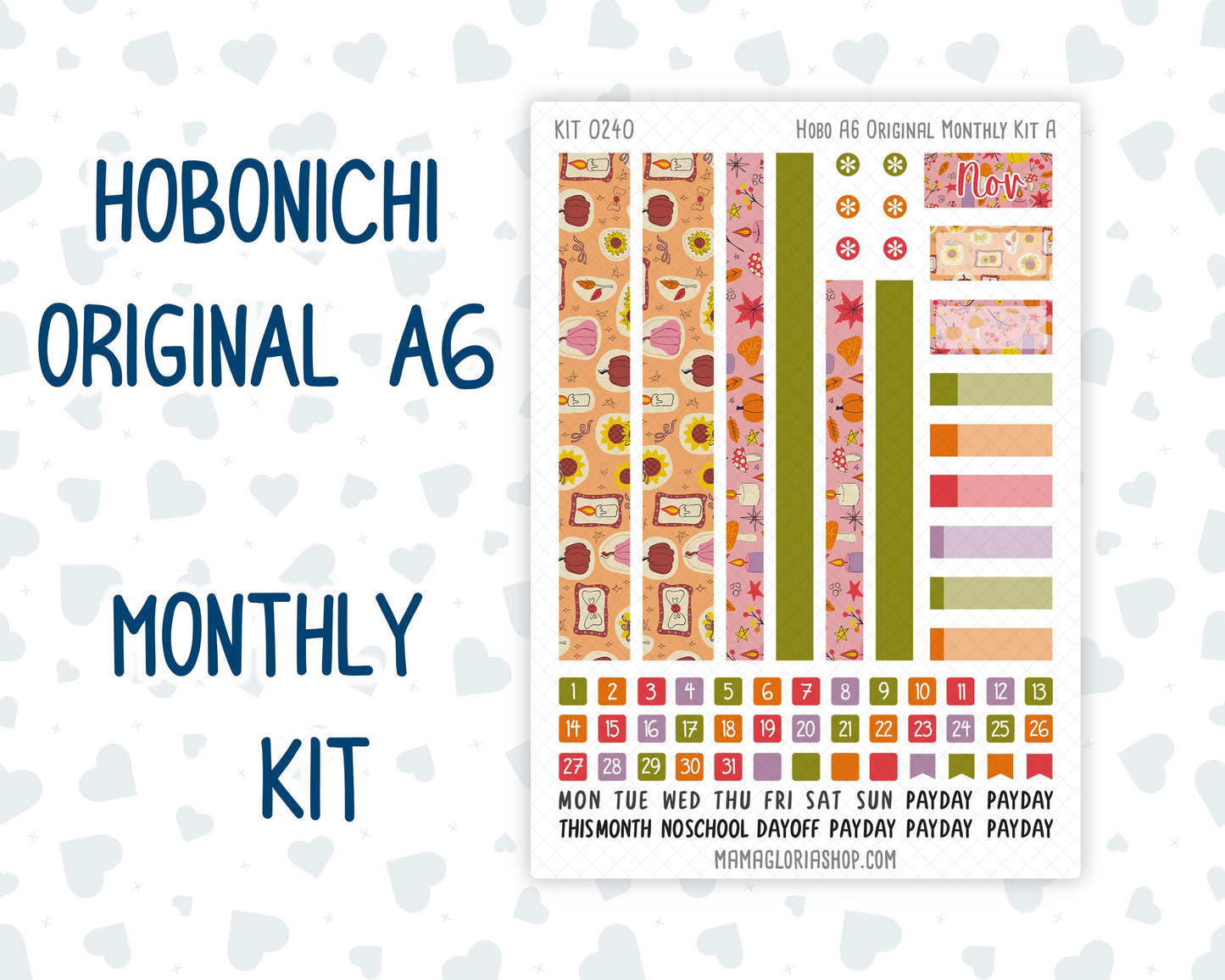 Kit 0240 - A6 Hobonichi Original - Monthly Kit - November - Cozy Thanksgiving