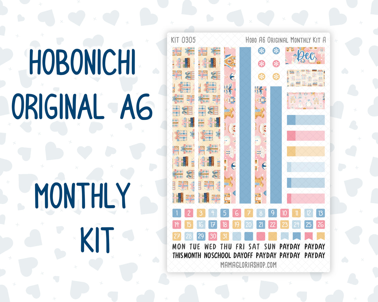 Kit 0305 - A6 Hobonichi Original - Monthly Kit - December - Sugarplum Parade