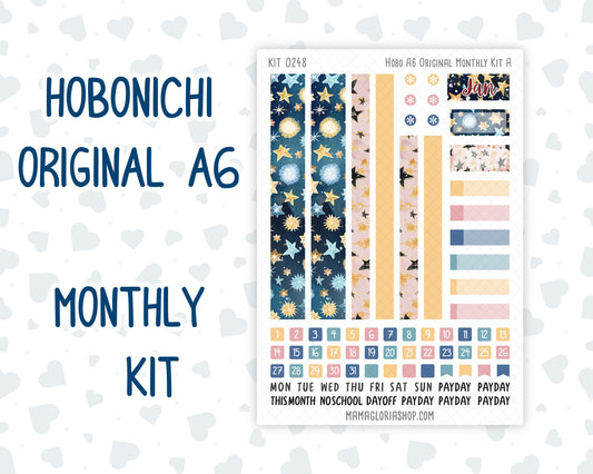 Kit 0248 - A6 Hobonichi Original - Monthly Kit - January - Midnight Countdown