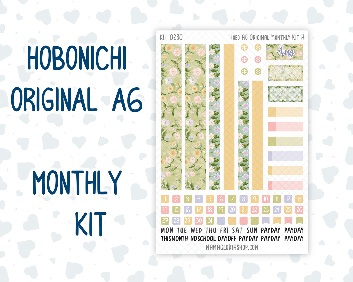 Kit 0280 - A6 Hobonichi Original - Monthly Kit - Half Past Six In August