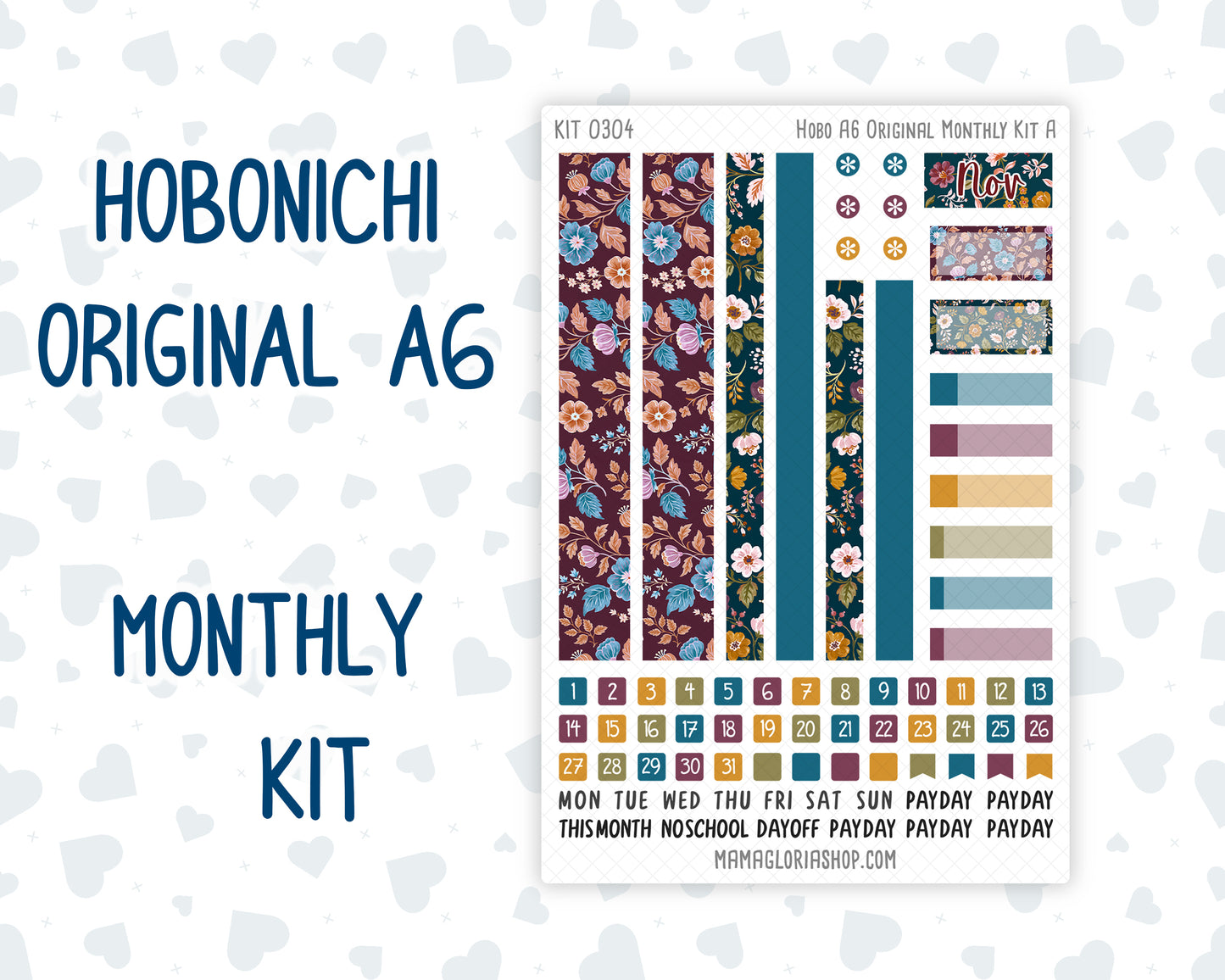 Kit 0304 - A6 Hobonichi Original - Monthly Kit - November - Autumn In Bloom