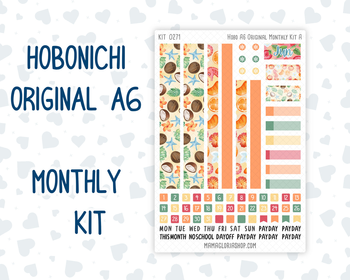 Kit 0271 - A6 Hobonichi Original - Monthly Kit - June - Strawberry Shore