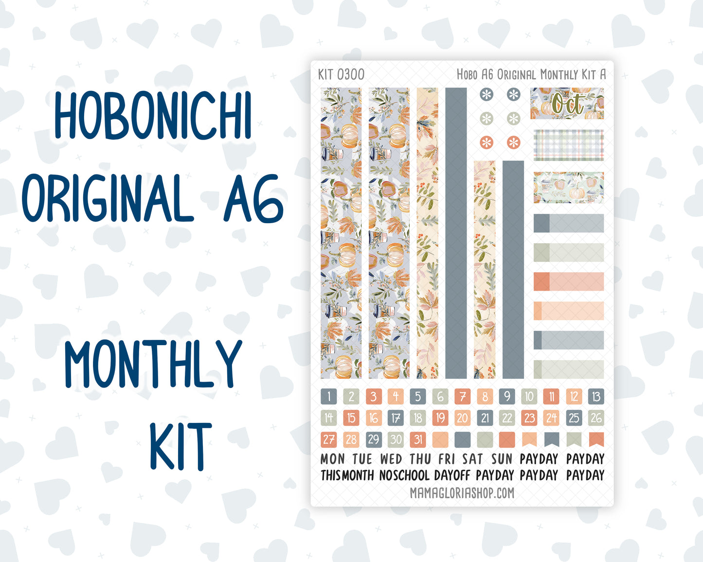 Kit 0300 - A6 Hobonichi Original - Monthly Kit - October - Autumn Stroll