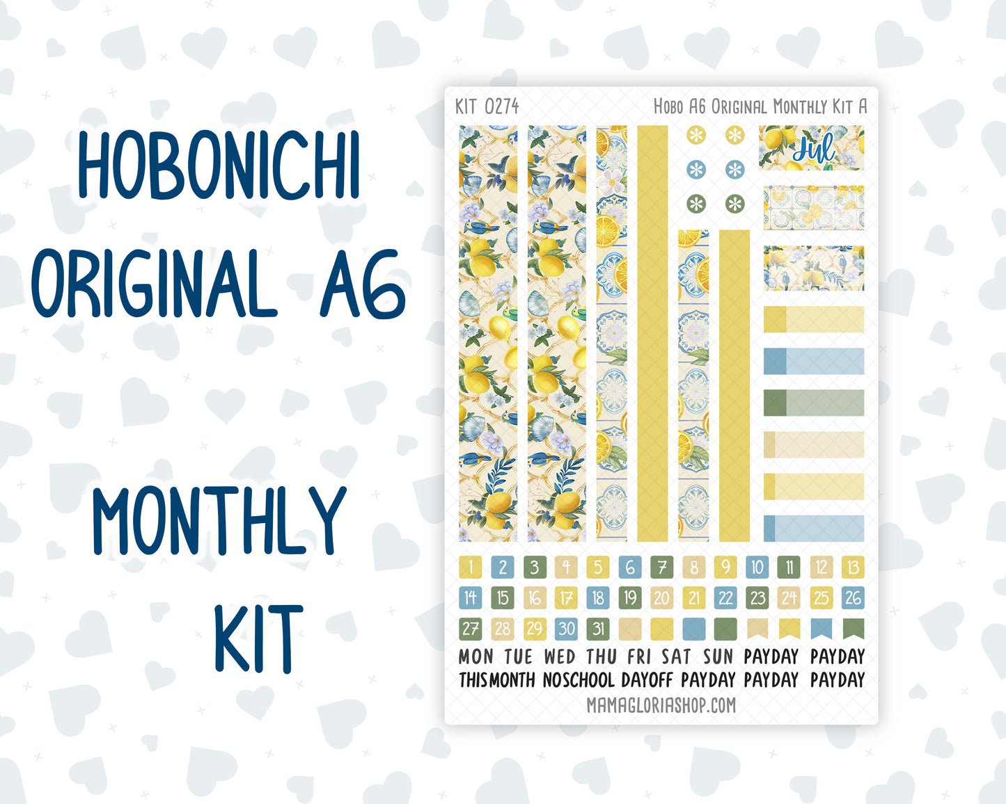 Kit 0274 - A6 Hobonichi Original - Monthly Kit - July - Sunny Lemon Shore