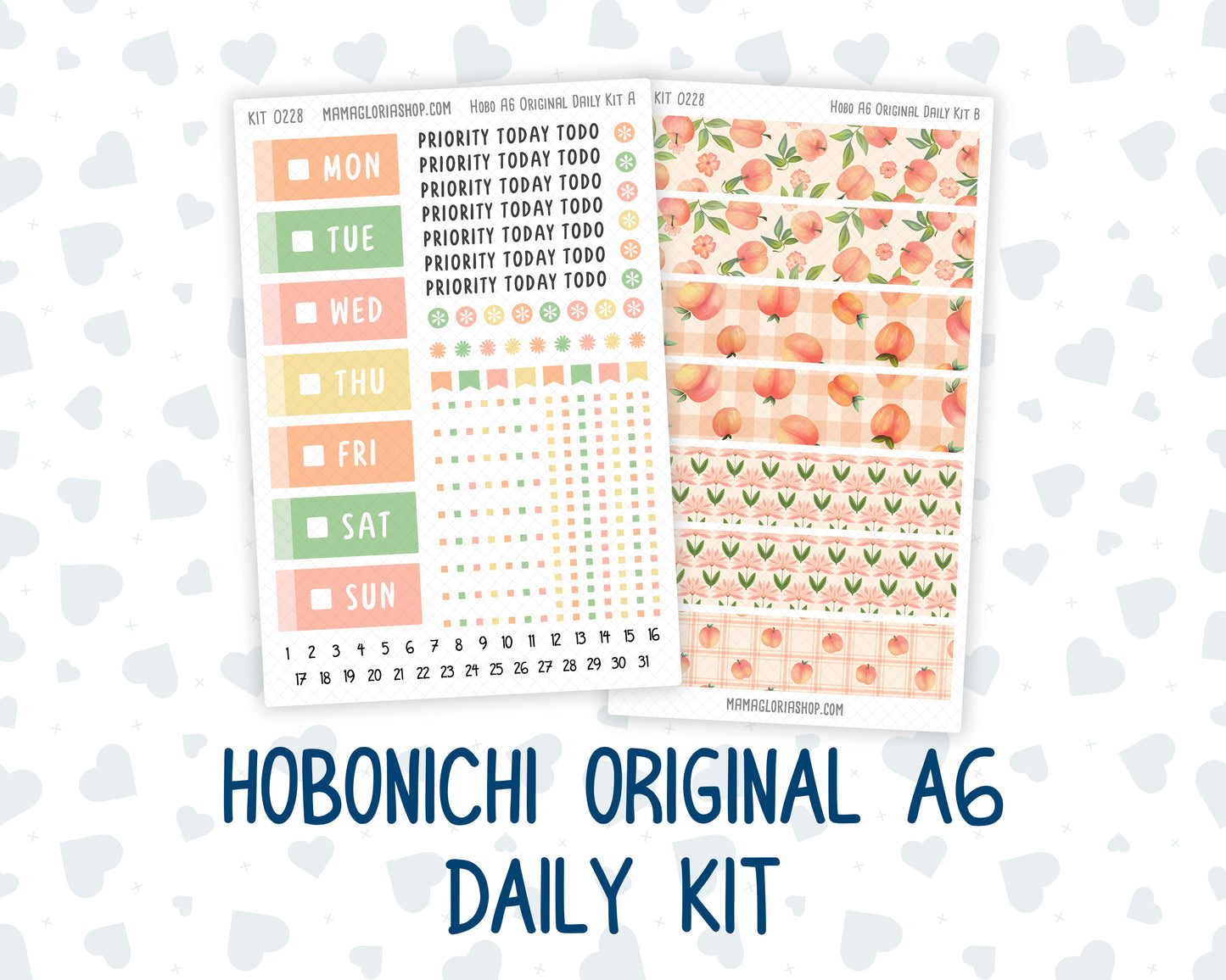 Kit 0228 - A6 Hobonichi Original - Daily Kit - August - Just Peachy