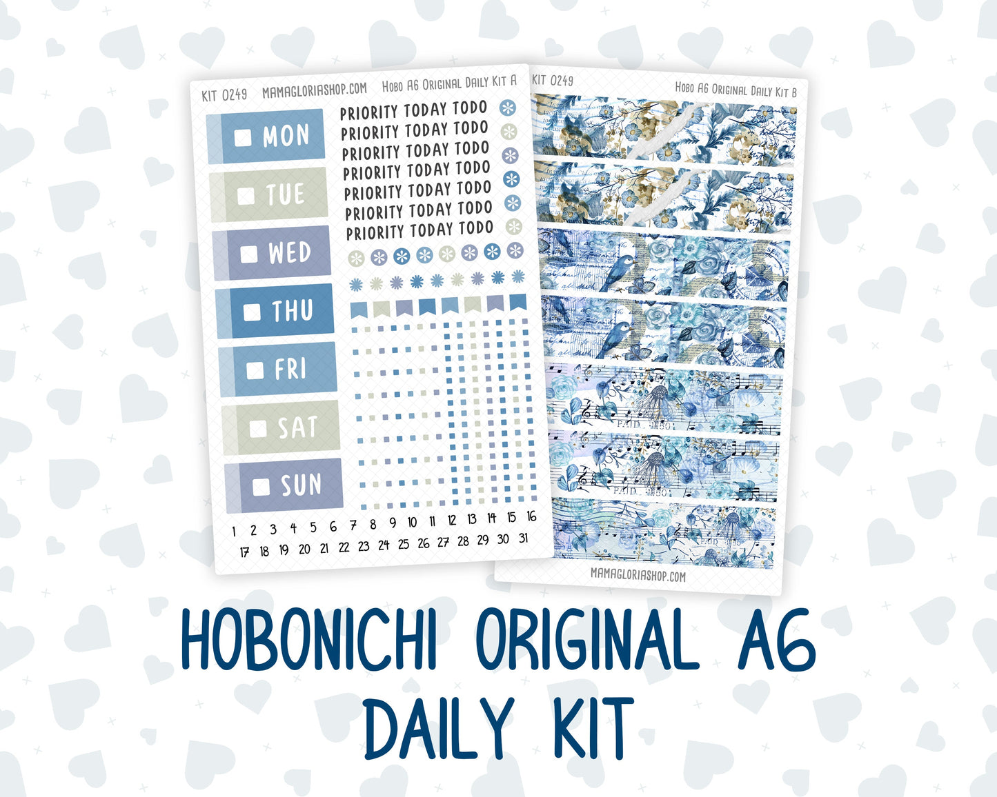 Kit 0249 - A6 Hobonichi Original - Daily Kit - January - Icy Lace