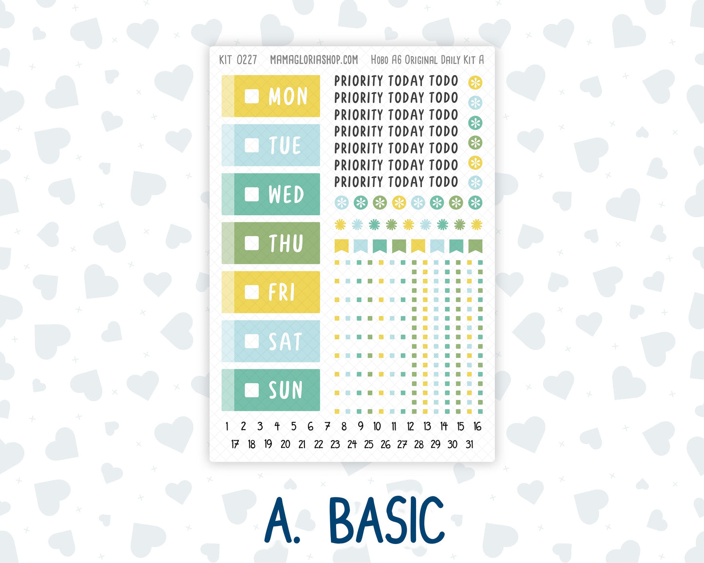 Kit 0227 - A6 Hobonichi Original - Daily Kit - July - Lemon Grove