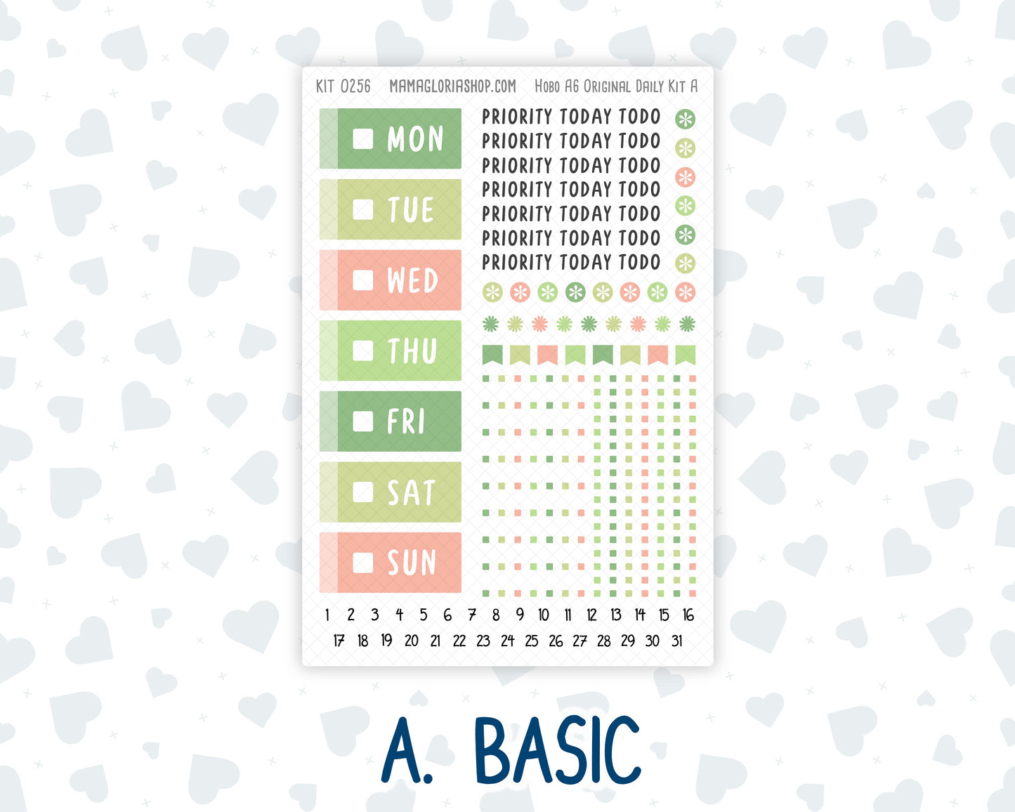 Kit 0256 - A6 Hobonichi Original - Daily Kit - March - Froggy Luck