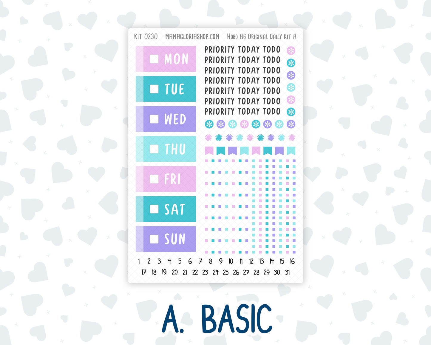 Kit 0230 - A6 Hobonichi Original - Daily Kit - August - School Daze