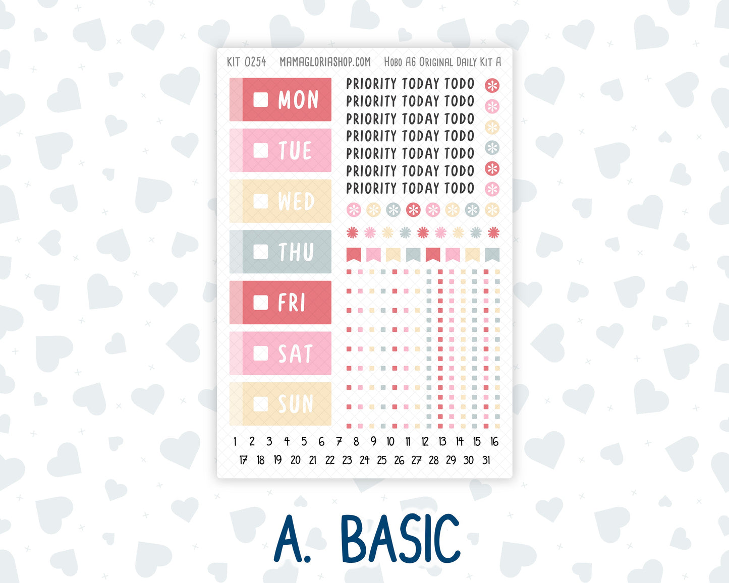Kit 0254 - A6 Hobonichi Original - Daily Kit - February - Valentine Village