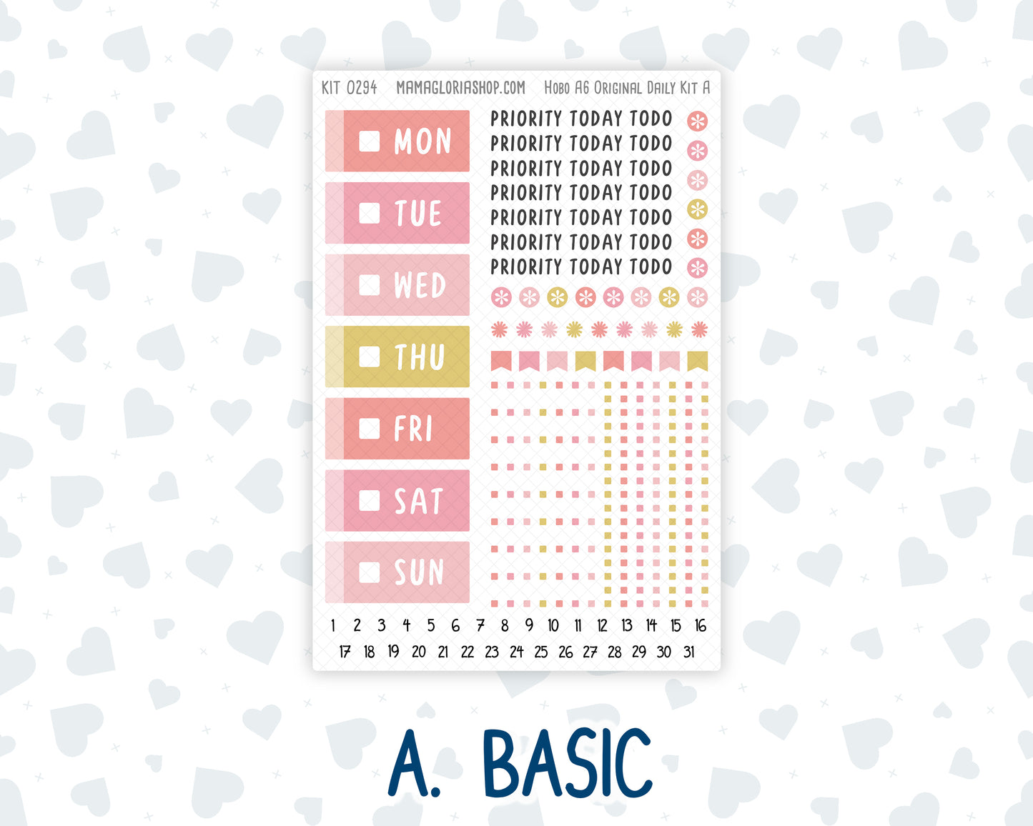 Kit 0294 - A6 Hobonichi Original - Daily Kit - September - Rosy Reveria
