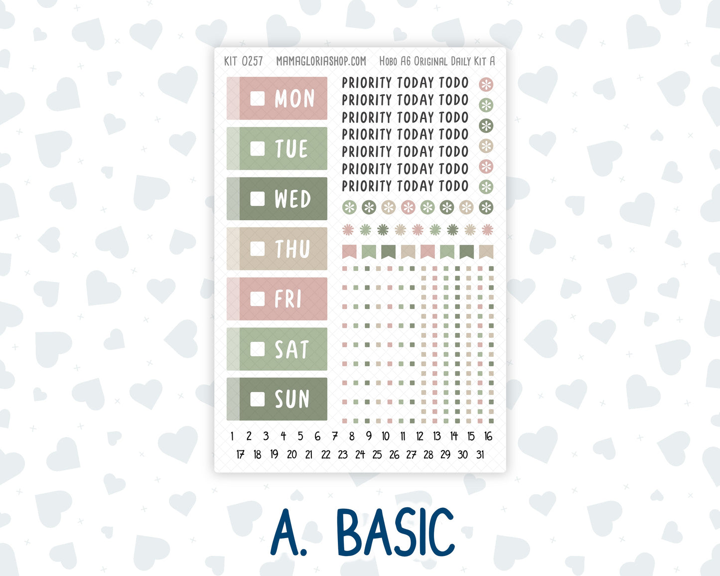 Kit 0257 - A6 Hobonichi Original - Daily Kit - March - Blush Garden