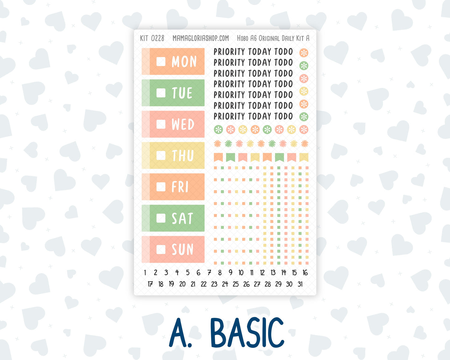 Kit 0228 - A6 Hobonichi Original - Daily Kit - August - Just Peachy