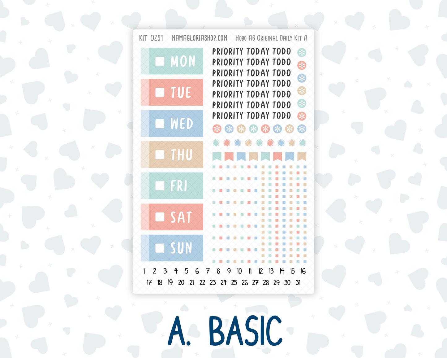 Kit 0251 - A6 Hobonichi Original - Daily Kit - January - Pine & Paws