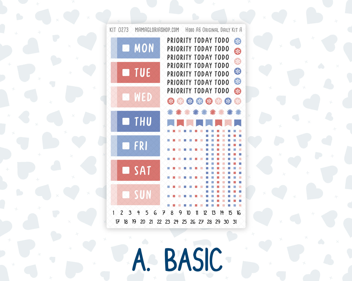 Kit 0273 - A6 Hobonichi Original - Daily Kit - July - Americana In Bloom
