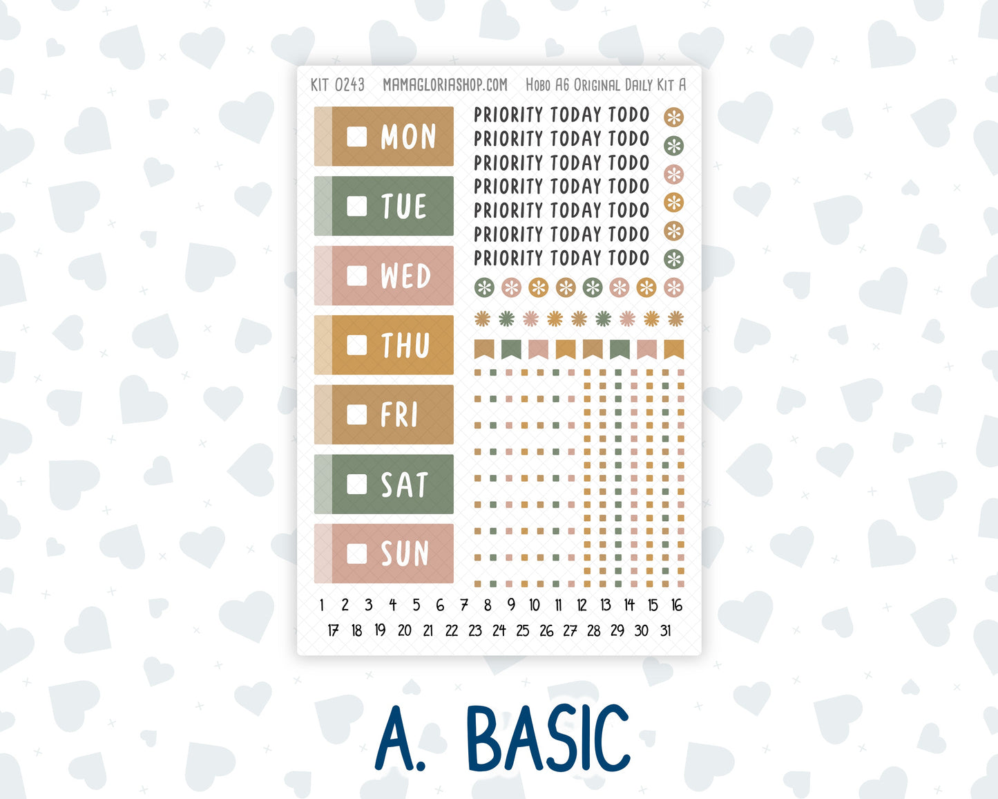 Kit 0243 - A6 Hobonichi Original - Daily Kit - November - Boho Autumn