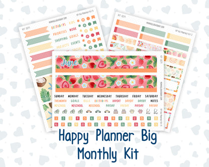 Kit 0271 - HP Big - Monthly Kit - June - Strawberry Shore - For Big Happy Planner