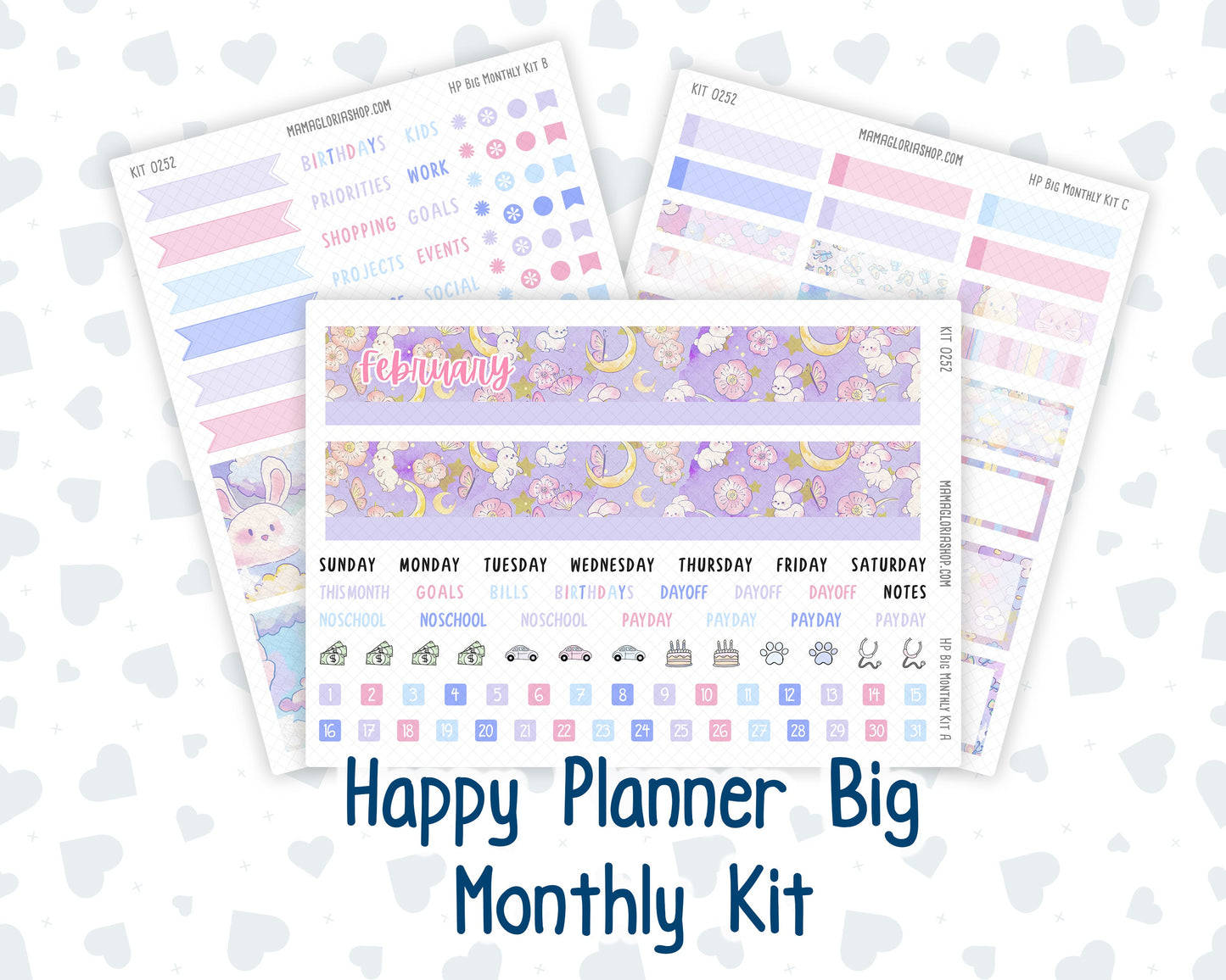 Kit 0252 - HP Big - Monthly Kit - February - Tokyo Candy Cloud - For Big Happy Planner