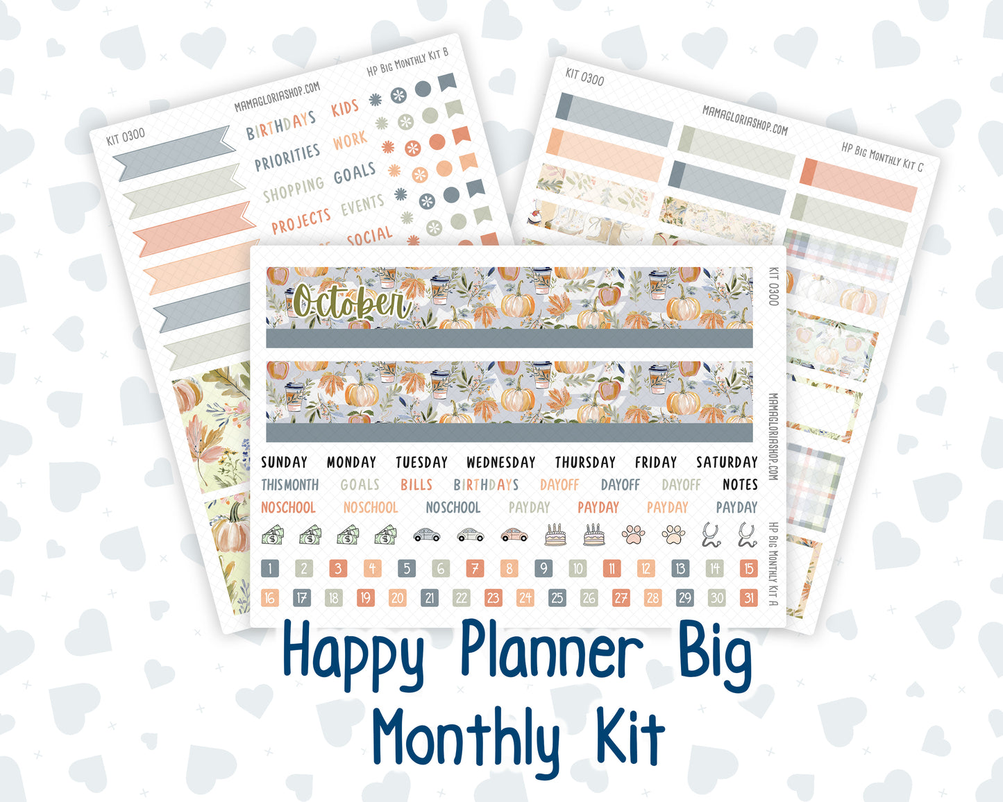 Kit 0300 - HP Big - Monthly Kit - October - Autumn Stroll - For Big Happy Planner