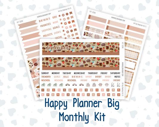 Kit 0296 - HP Big - Monthly Kit - September - Coffee Break - For Big Happy Planner