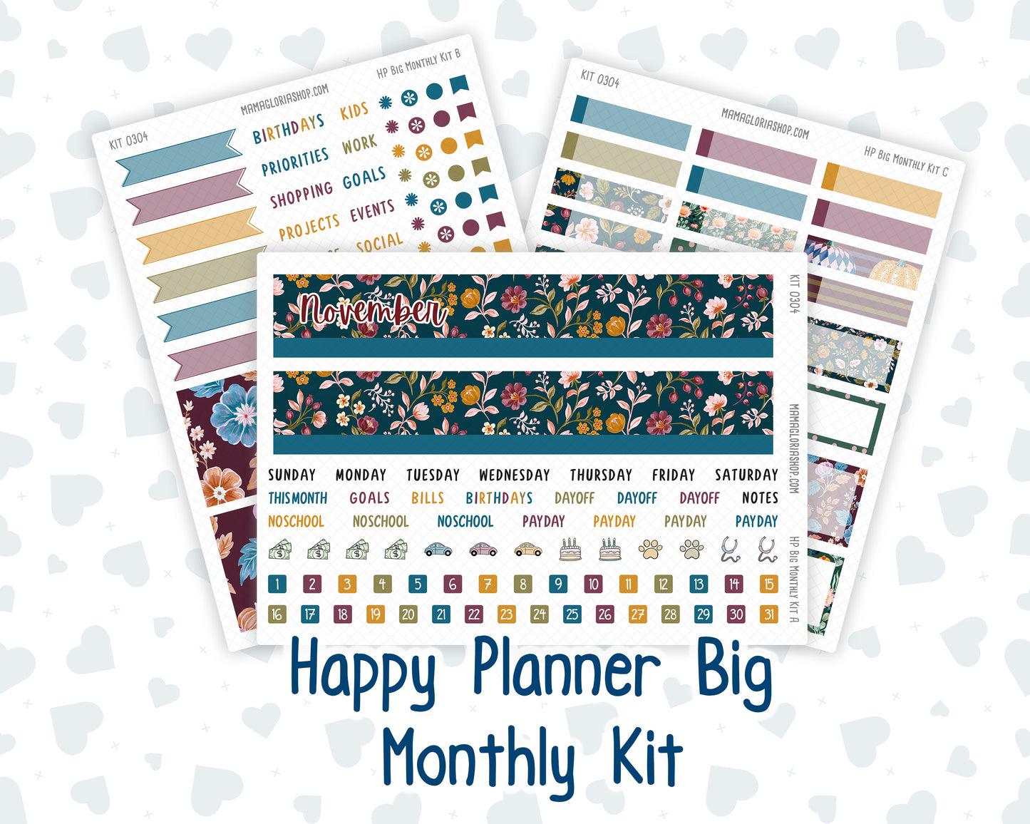 Kit 0304 - HP Big - Monthly Kit - November - Autumn In Bloom - For Big Happy Planner