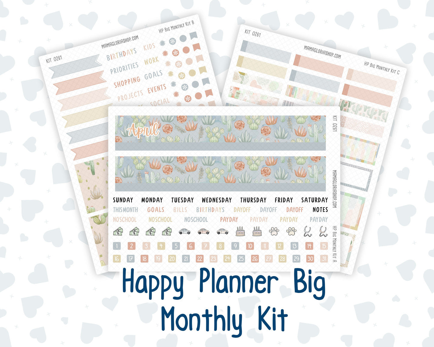 Kit 0261 - HP Big - Monthly Kit - April - Llama Spring - For Big Happy Planner