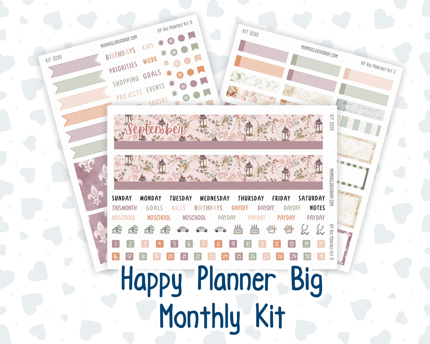 Kit 0293 - HP Big - Monthly Kit - September - Fleur de Provence - For Big Happy Planner