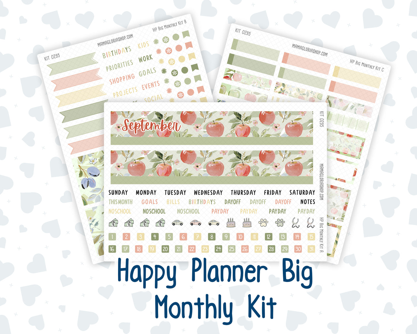 Kit 0295 - HP Big - Monthly Kit - September - Apple Harvest - For Big Happy Planner