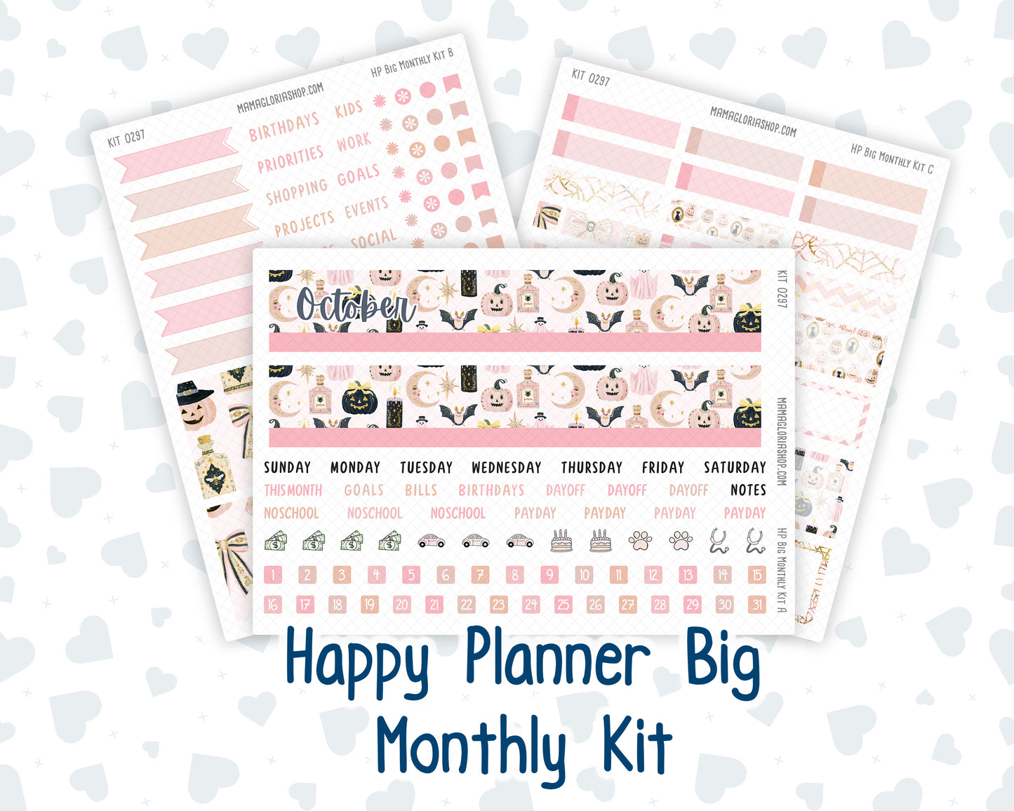 Kit 0297 - HP Big - Monthly Kit - October - Pink Spell - For Big Happy Planner