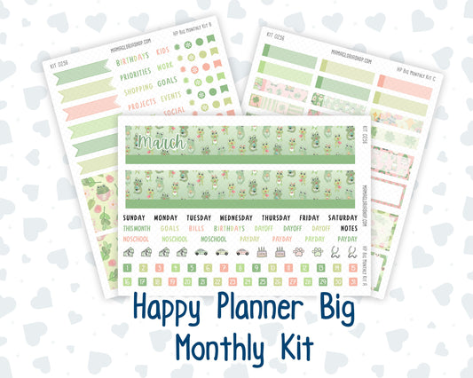 Kit 0256 - HP Big - Monthly Kit - March - Froggy Luck - For Big Happy Planner