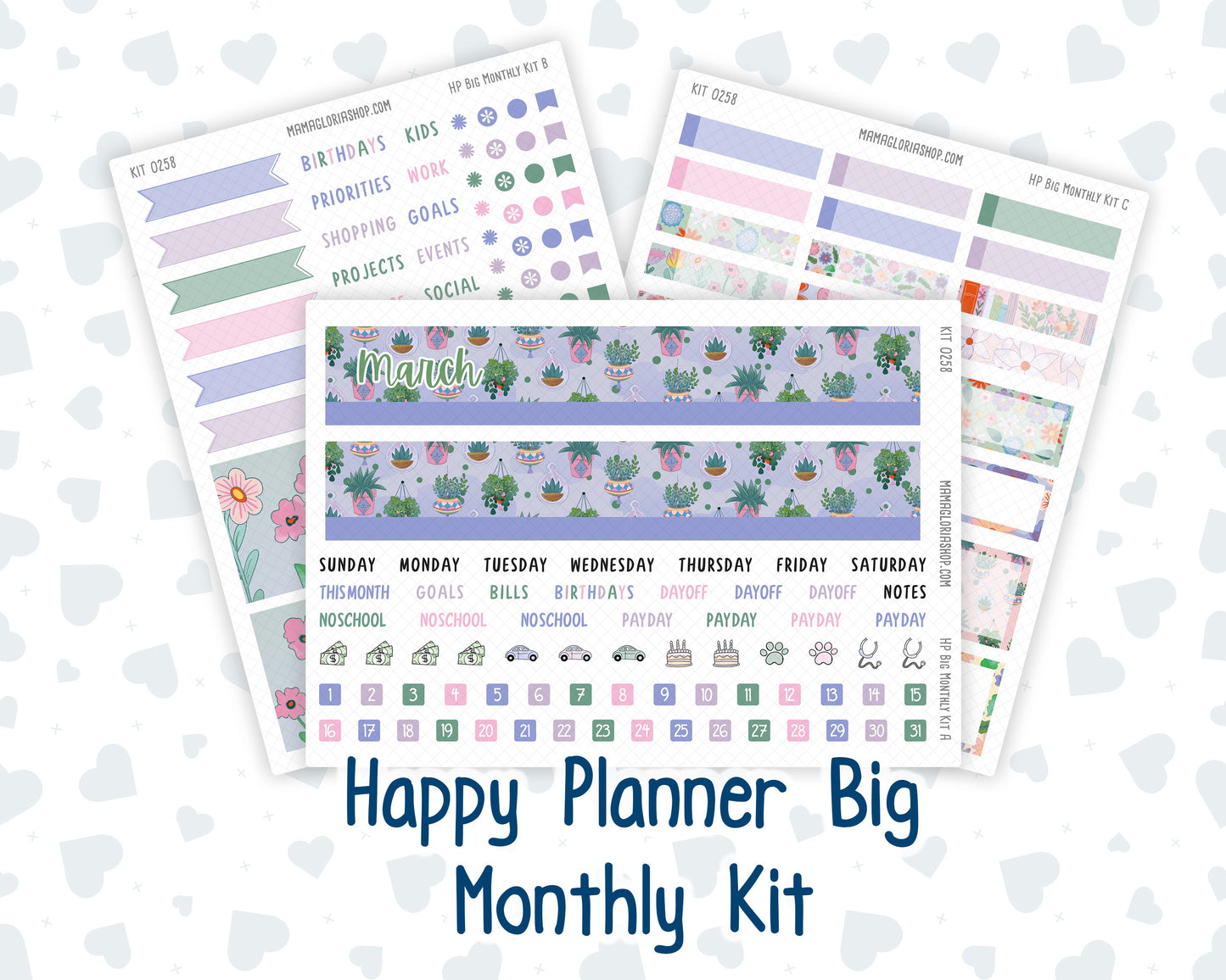 Kit 0258 - HP Big - Monthly Kit - March - Plant Therapy - For Big Happy Planner