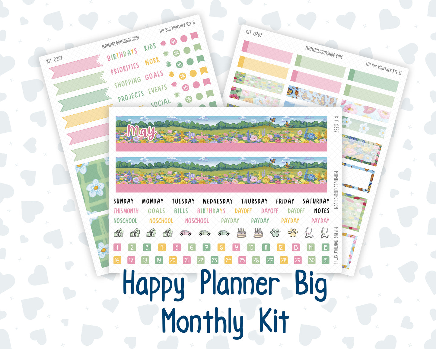 Kit 0267 - HP Big - Monthly Kit - May - Flowers For Mama - For Big Happy Planner