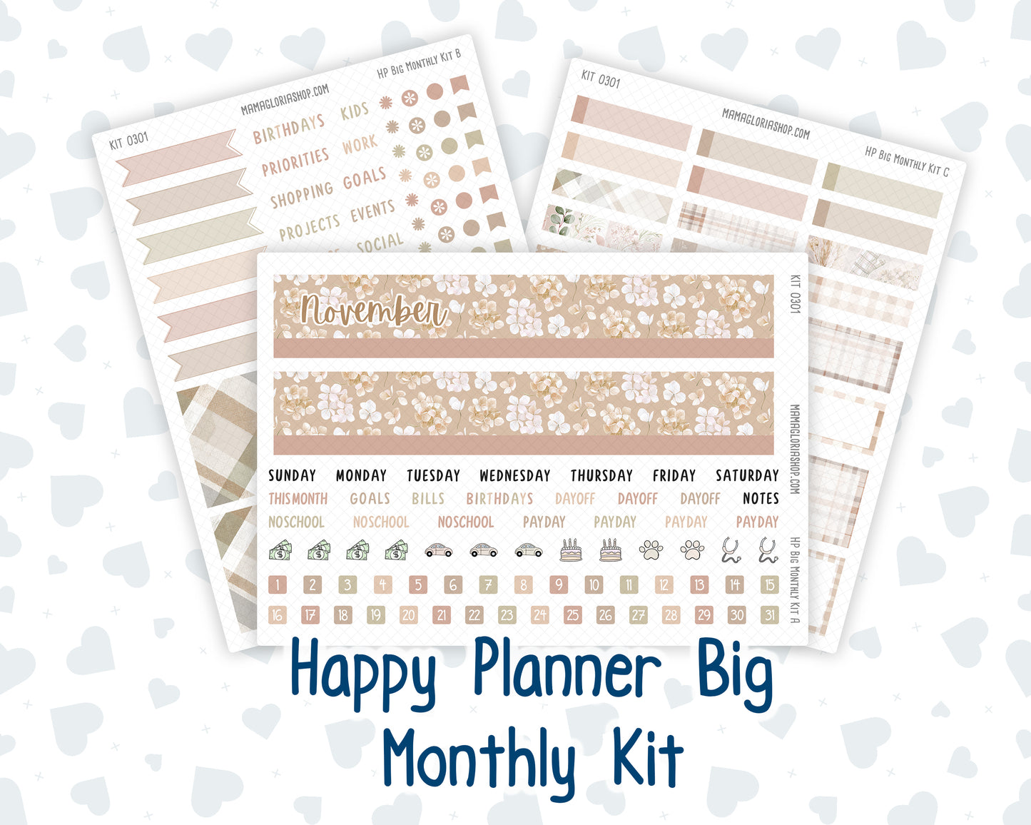 Kit 0301 - HP Big - Monthly Kit - November - Sunday Comfort - For Big Happy Planner