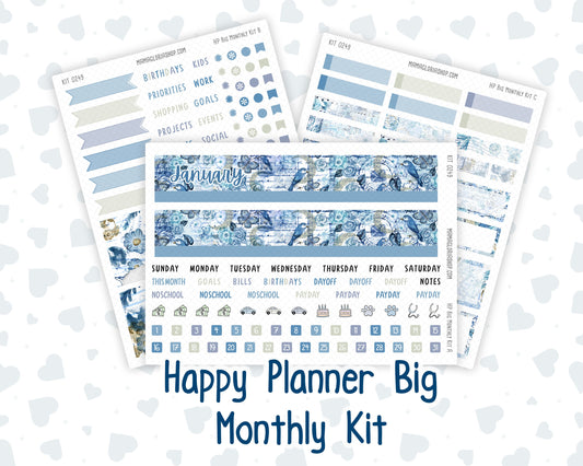 Kit 0249 - HP Big - Monthly Kit - January - Icy Lace - For Big Happy Planner