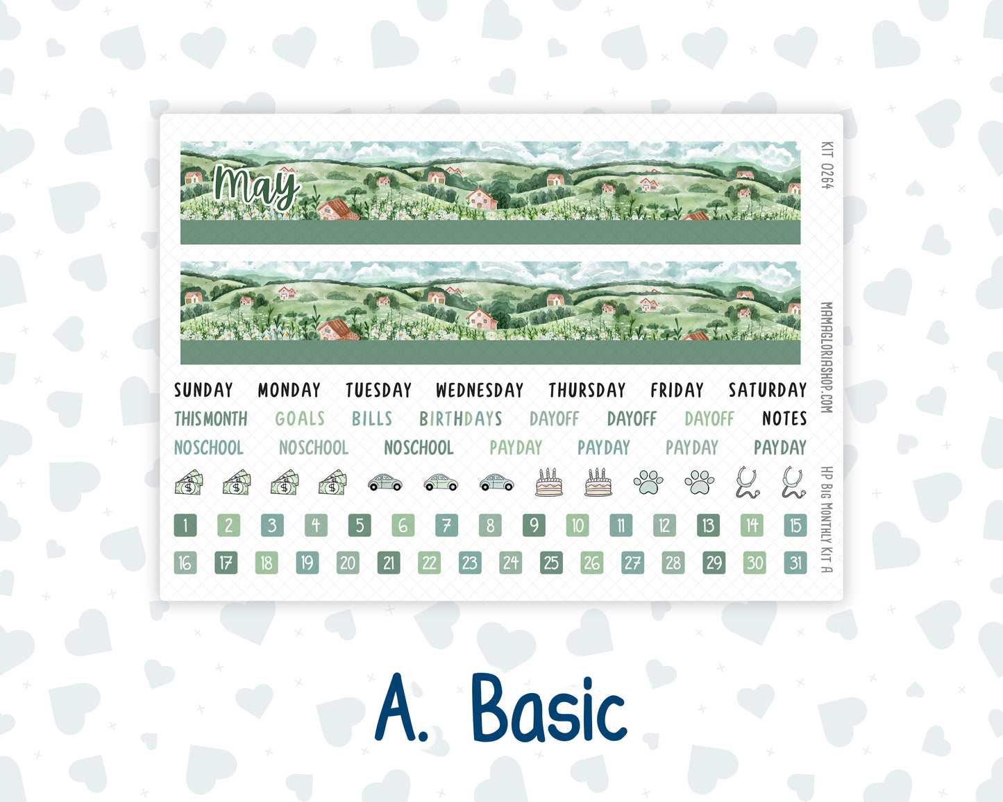 Kit 0264 - HP Big - Monthly Kit - May - Spring Walk - For Big Happy Planner