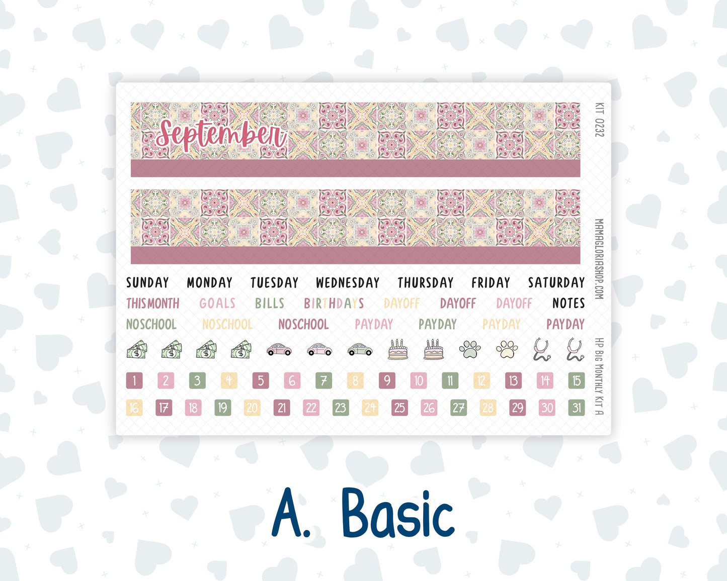 Kit 0232 - HP Big - Monthly Kit - September - Heirloom Garden - For Big Happy Planner