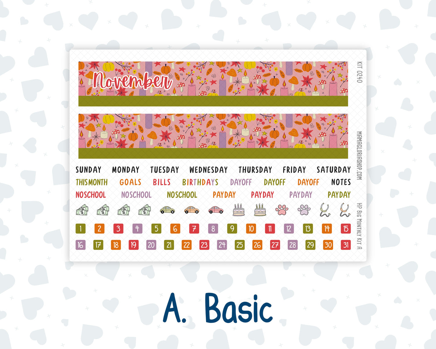 Kit 0240 - HP Big - Monthly Kit - November - Cozy Thanksgiving - For Big Happy Planner