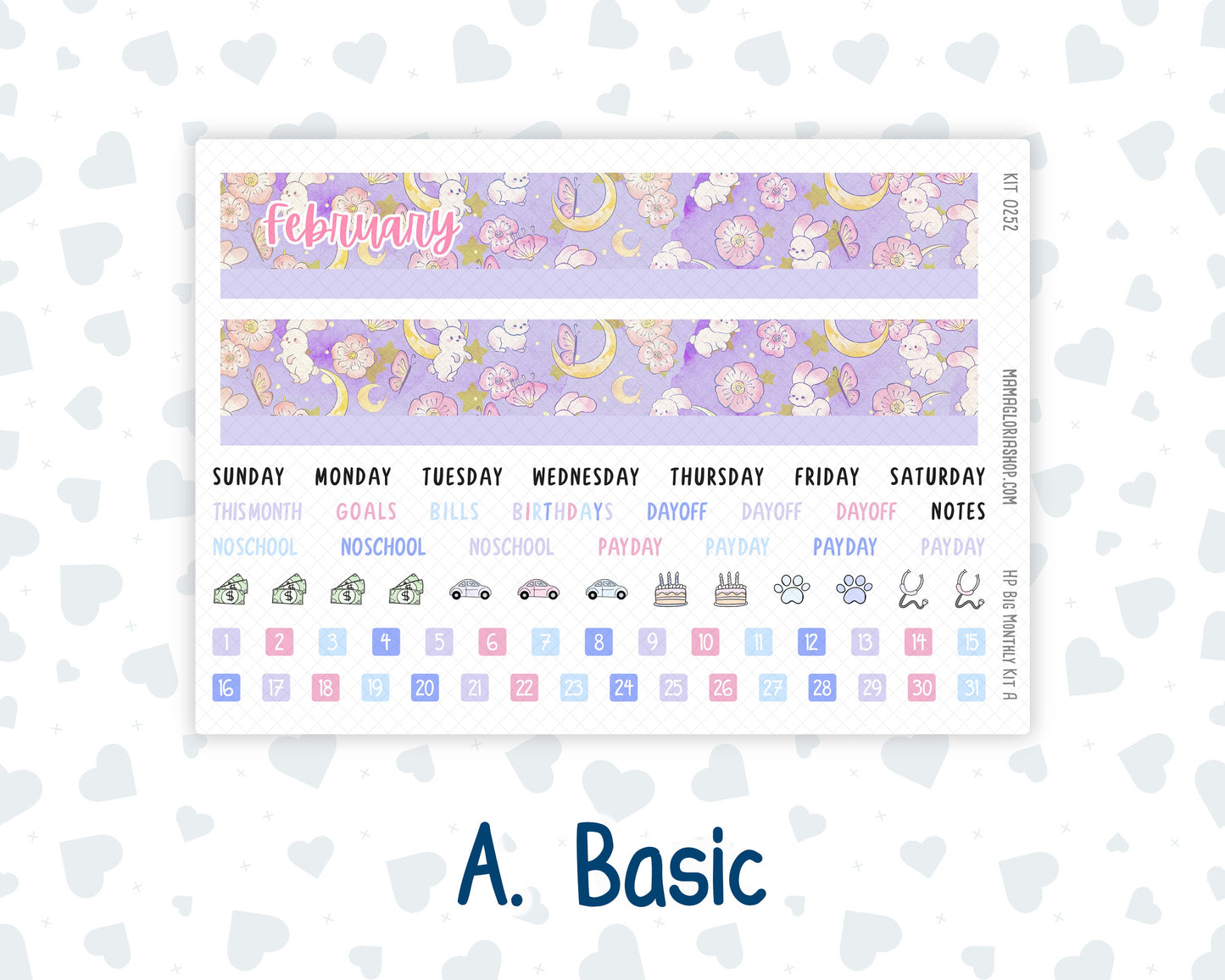 Kit 0252 - HP Big - Monthly Kit - February - Tokyo Candy Cloud - For Big Happy Planner
