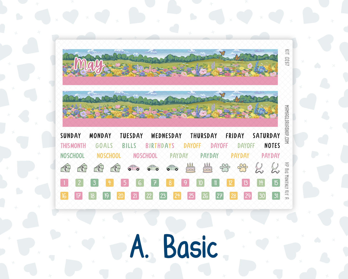 Kit 0267 - HP Big - Monthly Kit - May - Flowers For Mama - For Big Happy Planner