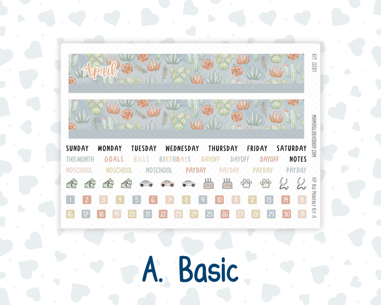Kit 0261 - HP Big - Monthly Kit - April - Llama Spring - For Big Happy Planner
