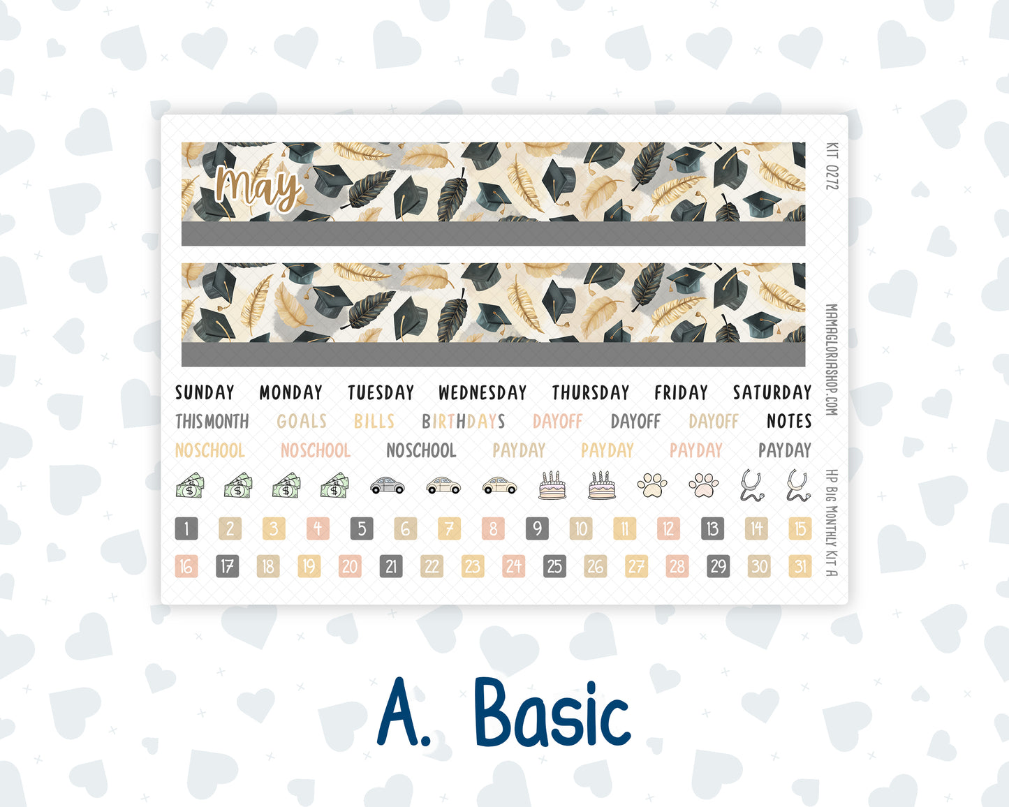 Kit 0272 - HP Big - Monthly Kit - May - Graduation - For Big Happy Planner