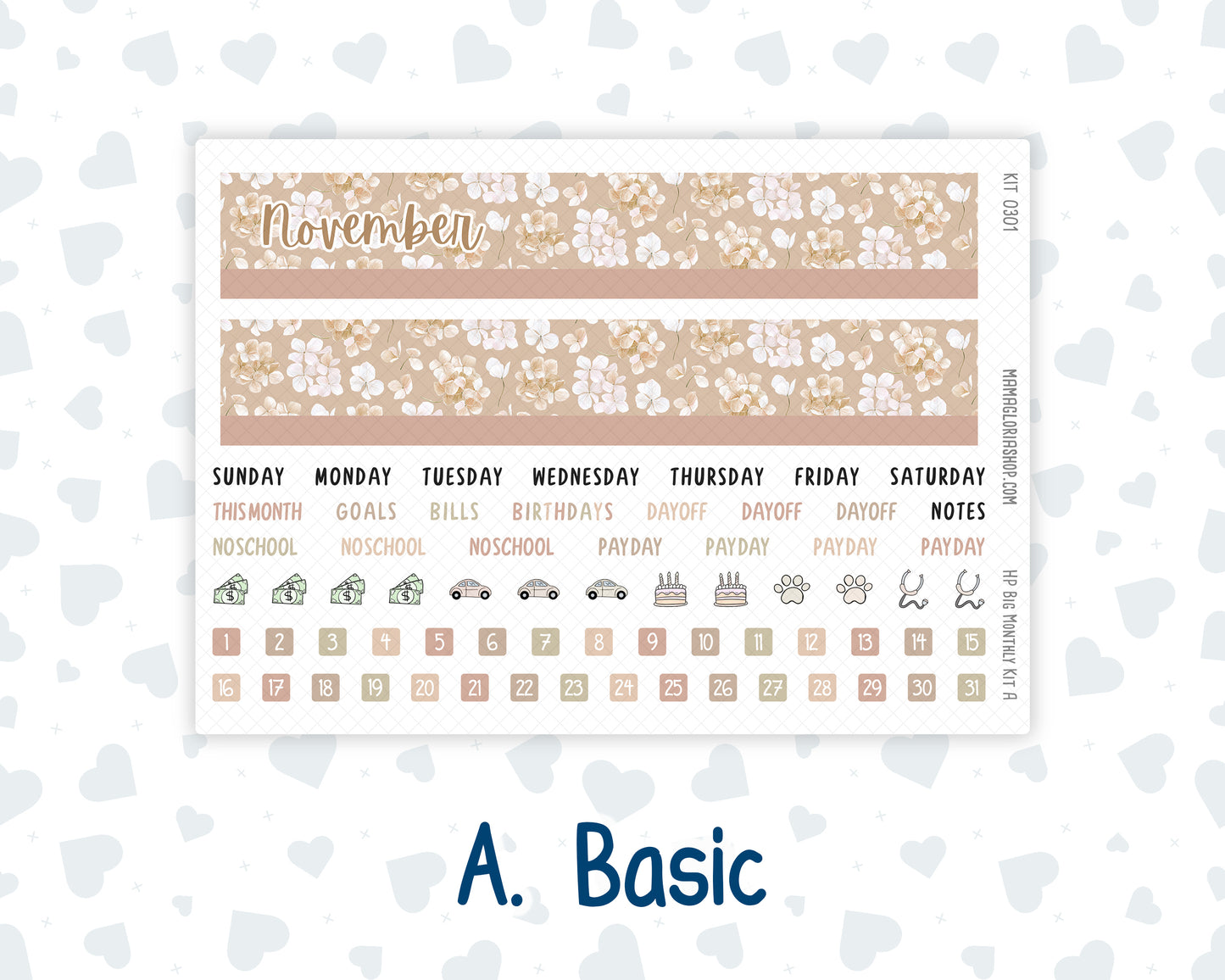 Kit 0301 - HP Big - Monthly Kit - November - Sunday Comfort - For Big Happy Planner