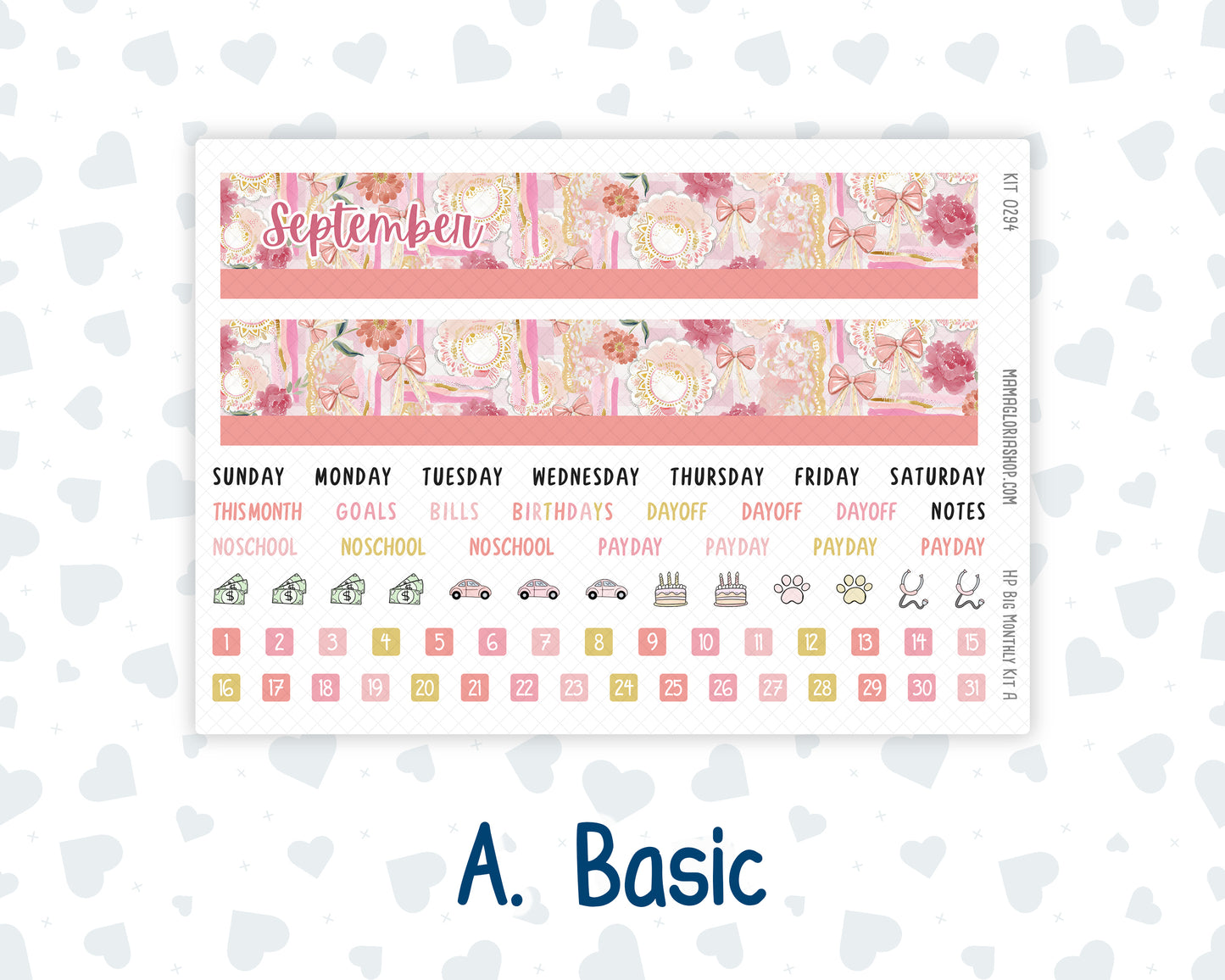 Kit 0294 - HP Big - Monthly Kit - September - Rosy Reveria - For Big Happy Planner