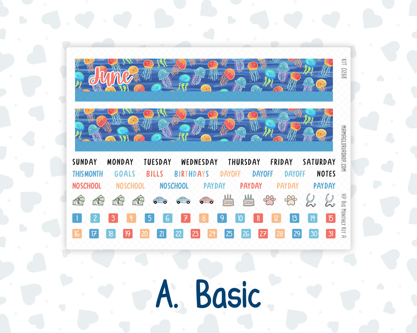 Kit 0268 - HP Big - Monthly Kit - June - Sea Sweeties - For Big Happy Planner
