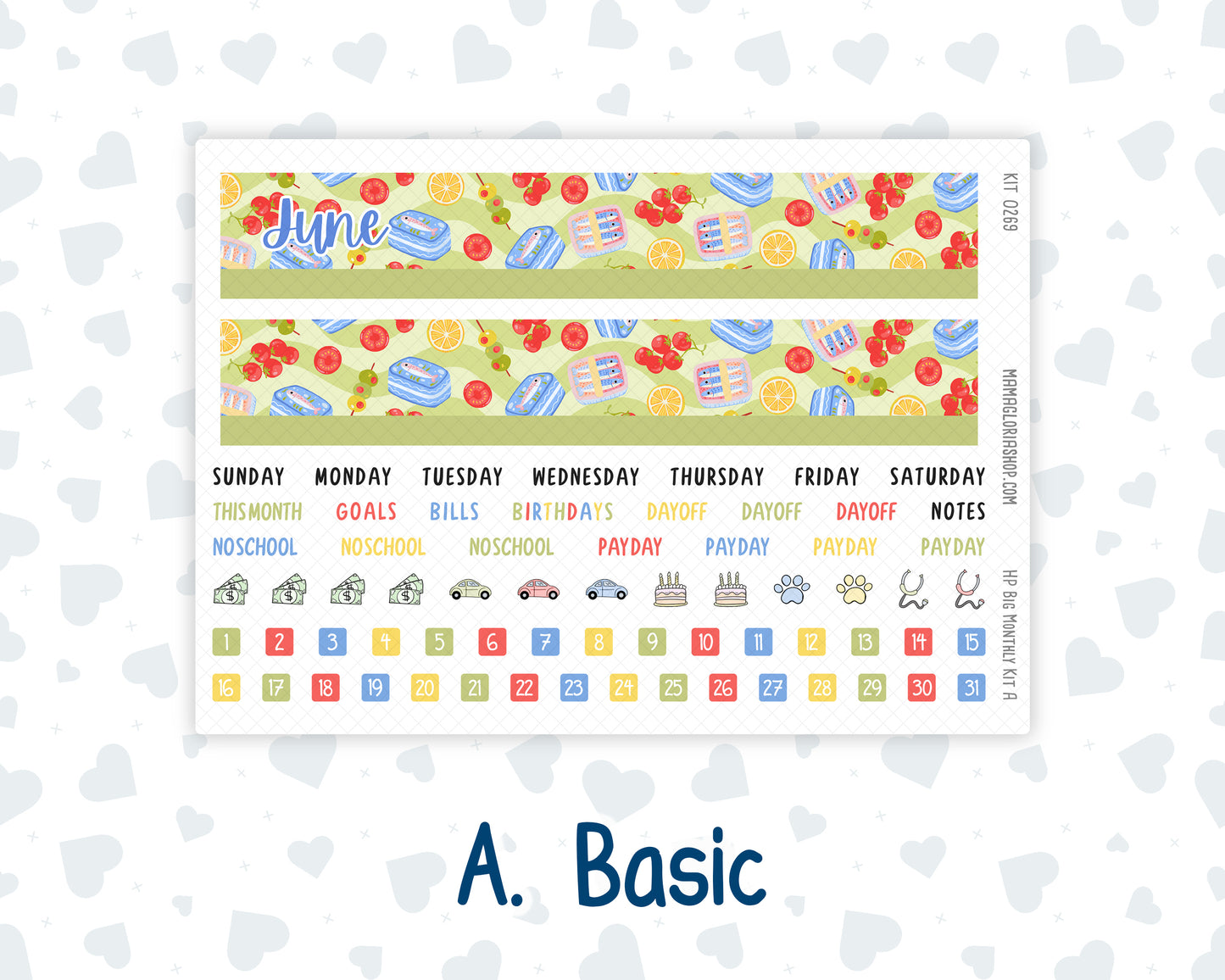 Kit 0269 - HP Big - Monthly Kit - June - Dolce Mare - For Big Happy Planner