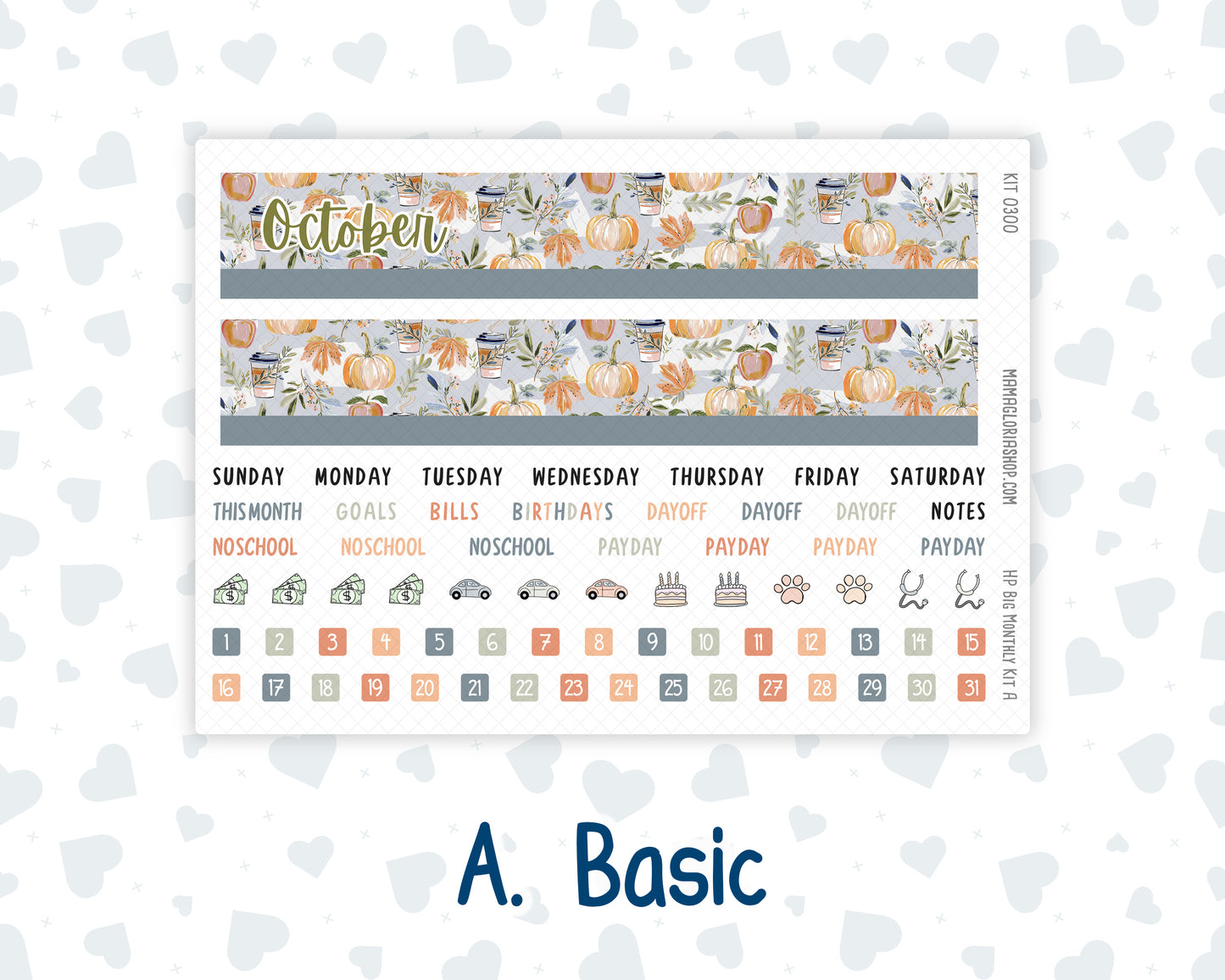 Kit 0300 - HP Big - Monthly Kit - October - Autumn Stroll - For Big Happy Planner