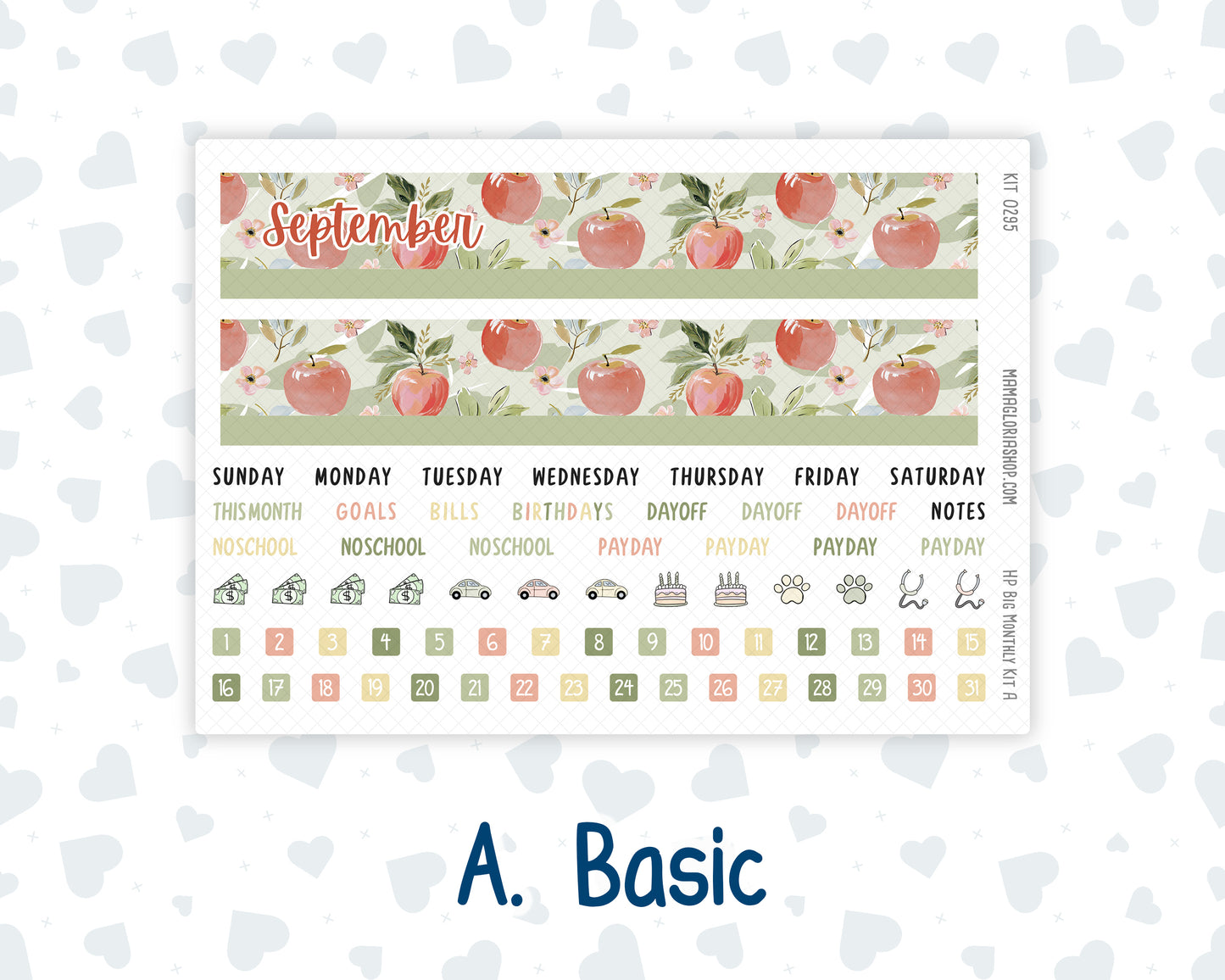 Kit 0295 - HP Big - Monthly Kit - September - Apple Harvest - For Big Happy Planner